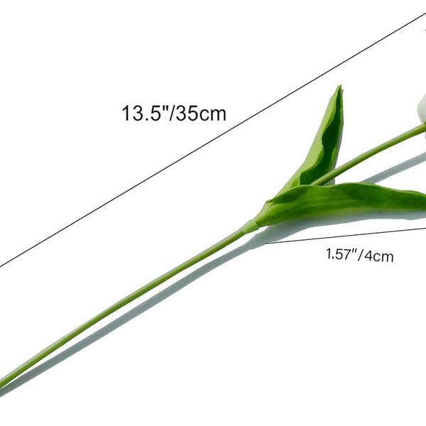 Sylaryn Artificial Tulips 20 Stems White PU Faux Flowers for Valentine's Day and New Year Decorations Wedding Home Decor 13.5 Inch