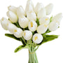 Sylaryn Artificial Tulips 20 Stems White PU Faux Flowers for Valentine's Day and New Year Decorations Wedding Home Decor 13.5 Inch