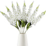 Sylaryn 8PCS White Snapdragon Artificial Flowers Delphinium Artificial Silk Flowers Long Stem Hyacinth Fake Flowers for Wedding Home Outdoor Party Floral Arrangement Centerpiece Table Decoration (White)