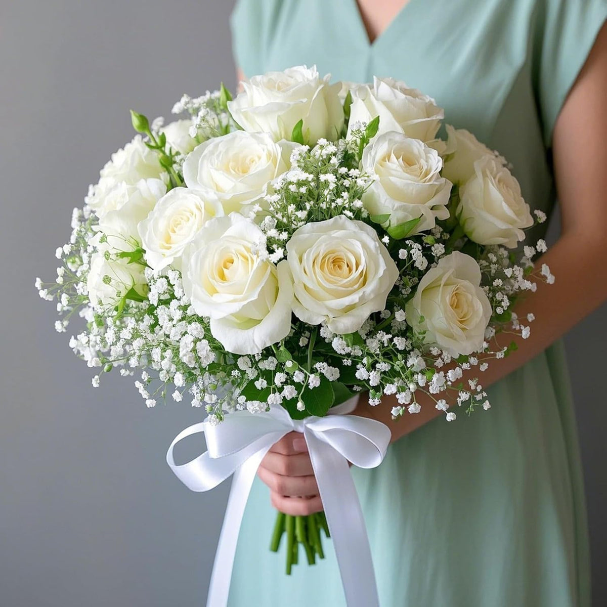 Sylaryn 7-Pcs 21” Secure-Stem Realistic Artificial White Babys Breath (Gypsophila) Flowers with No-Shedding Design — Perfect for Wedding Centerpieces, Home Decor & Vase Fillers