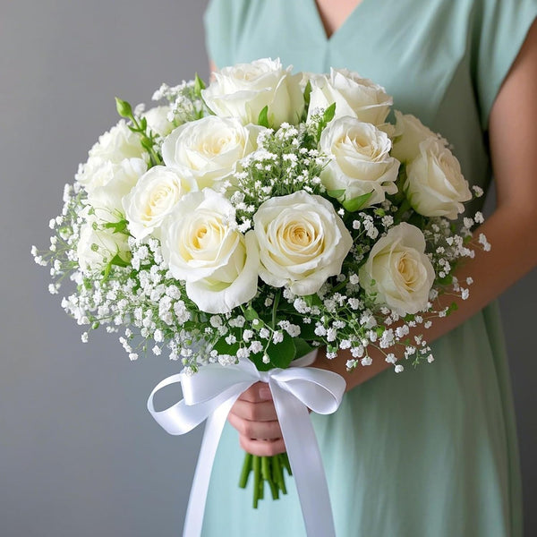 Sylaryn 7-Pcs 21” Secure-Stem Realistic Artificial White Babys Breath (Gypsophila) Flowers with No-Shedding Design — Perfect for Wedding Centerpieces, Home Decor & Vase Fillers