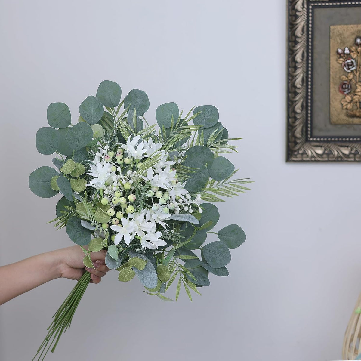 Sylaryn 75 Pcs Artificial Greenery Stems Box Set,with 8 Kinds of Faux Plants and Fake Flowers for DIY Bridal Bouquets Wedding Floral Arrangement Table Centerpieces Decoration (Sage Green)