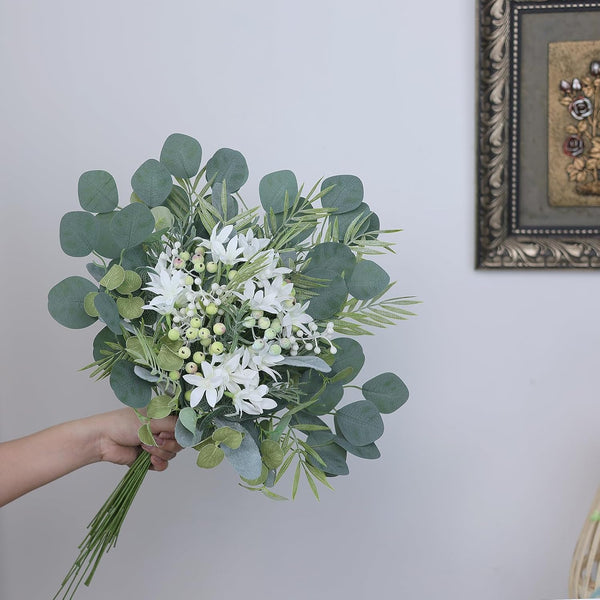 Sylaryn 75 Pcs Artificial Greenery Stems Box Set,with 8 Kinds of Faux Plants and Fake Flowers for DIY Bridal Bouquets Wedding Floral Arrangement Table Centerpieces Decoration (Sage Green)