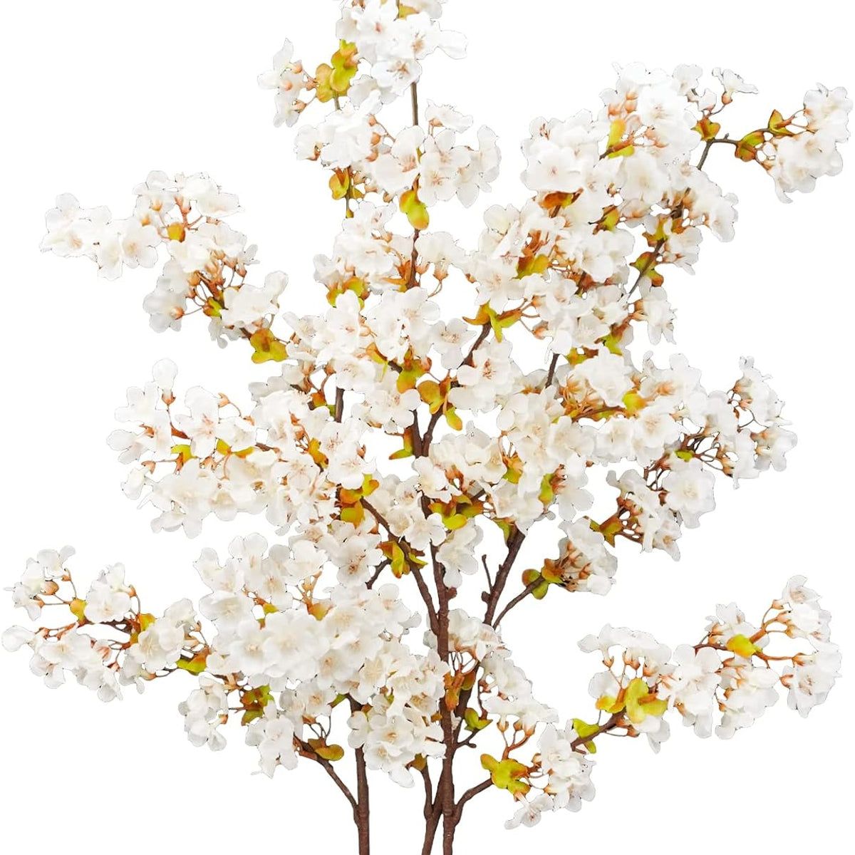 Sylaryn Silk Cherry Blossom Branches, 39.3in Artificial Cherry Blossom Tree Stems, Fake Plum Blossom Flowers Arrangement for Wedding Home Japanese Decor, Set of 3, White