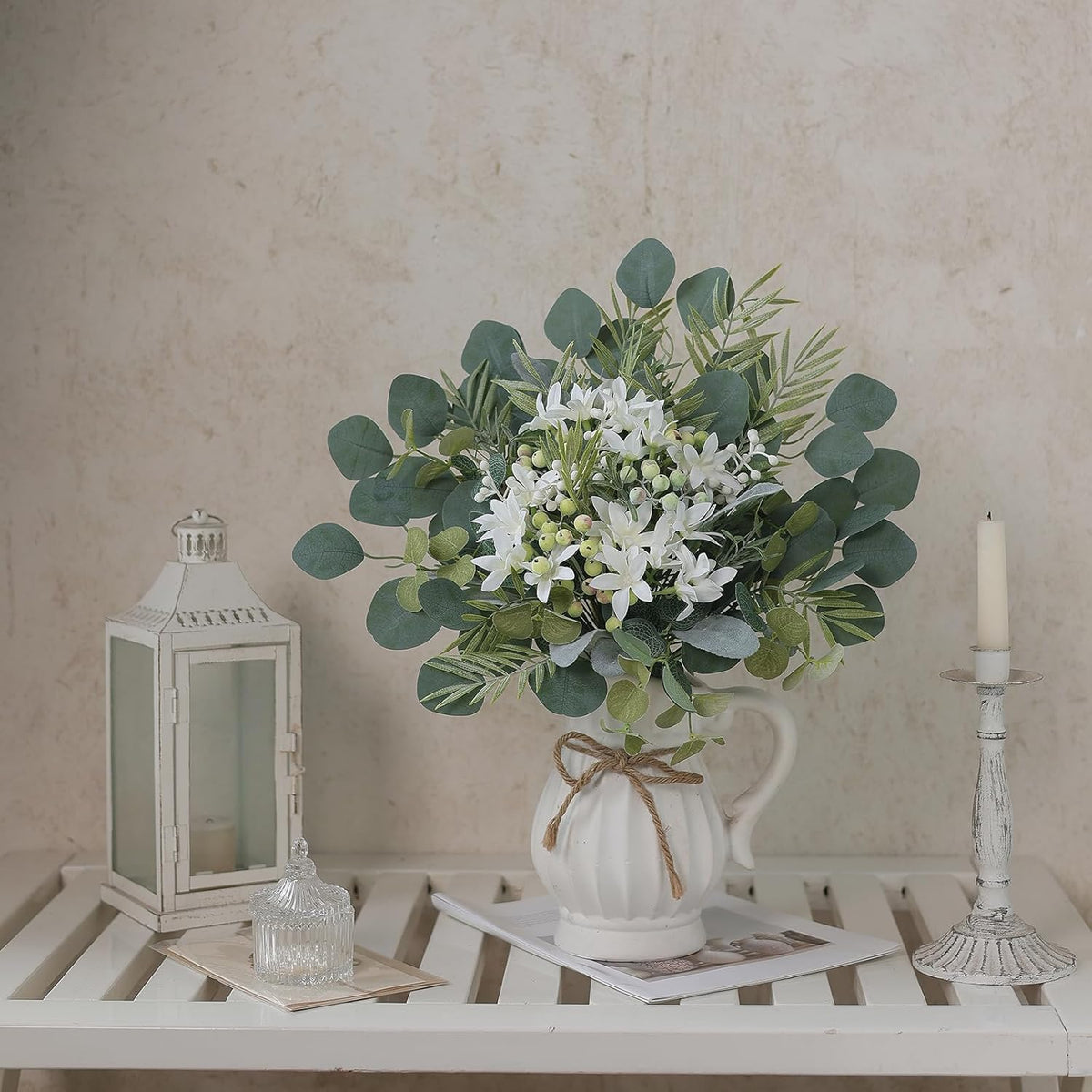 Sylaryn 75 Pcs Artificial Greenery Stems Box Set,with 8 Kinds of Faux Plants and Fake Flowers for DIY Bridal Bouquets Wedding Floral Arrangement Table Centerpieces Decoration (Sage Green)