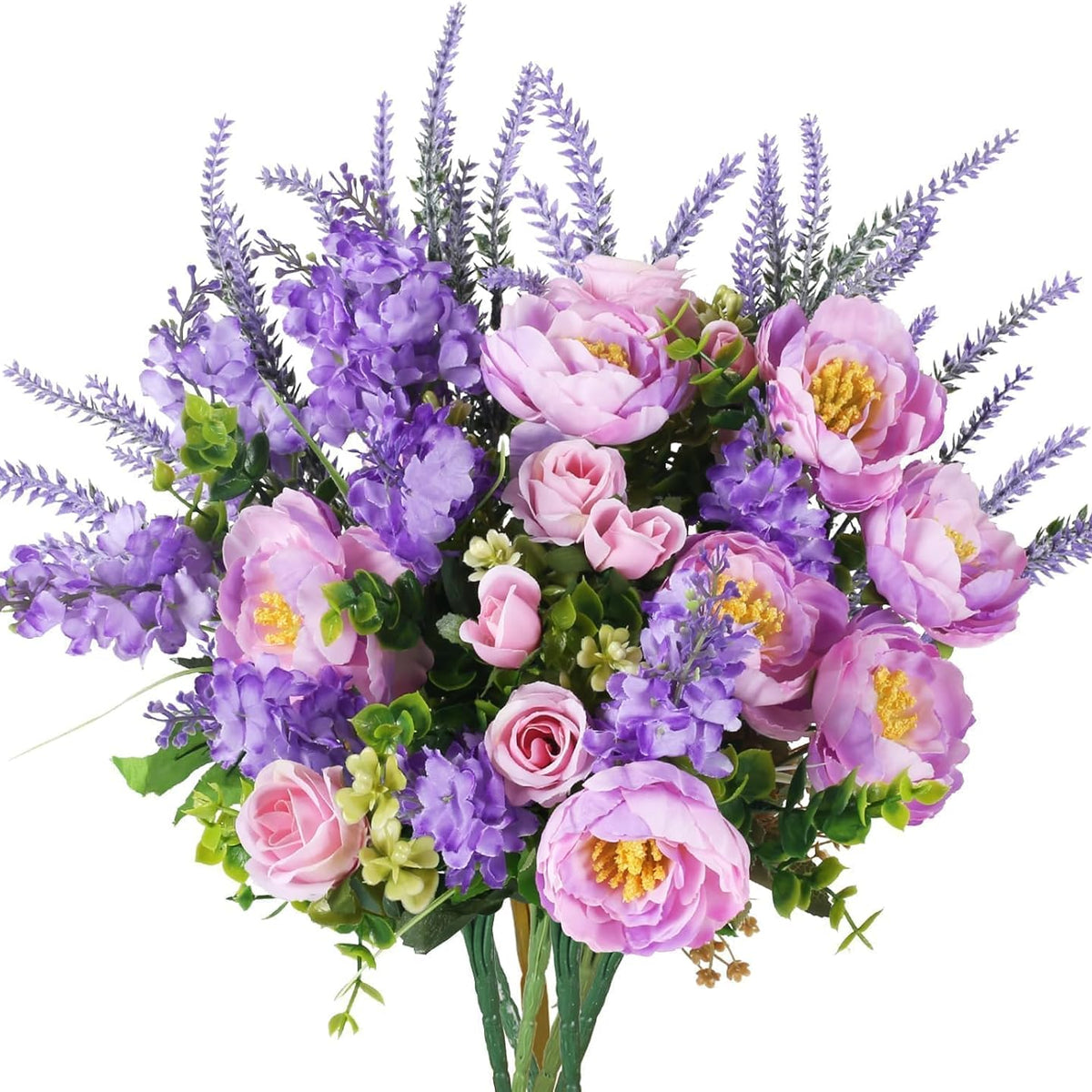 Sylaryn Artificial Flowers Silk Rose Peony Bouquets Purple Flowers Artificial Bouquet Silk Flower Arrangements for Home Table Centerpieces Wedding Indoor Outdoor Decorations