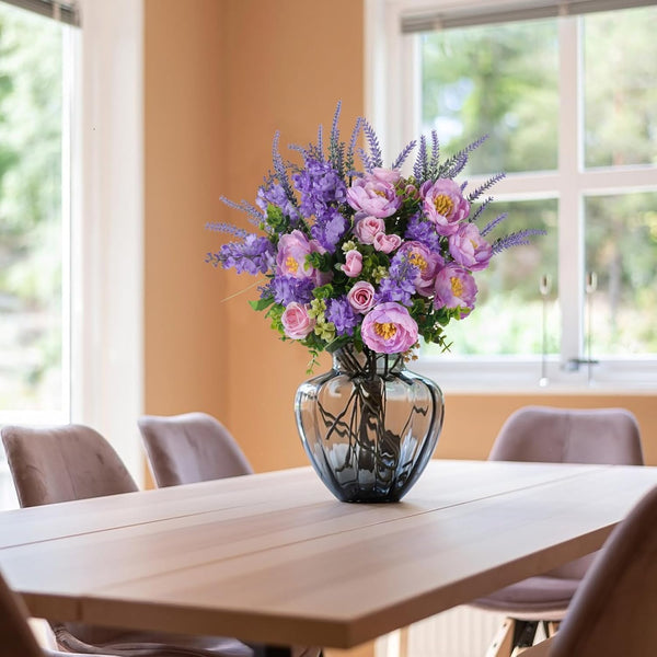 Sylaryn Artificial Flowers Silk Rose Peony Bouquets Purple Flowers Artificial Bouquet Silk Flower Arrangements for Home Table Centerpieces Wedding Indoor Outdoor Decorations