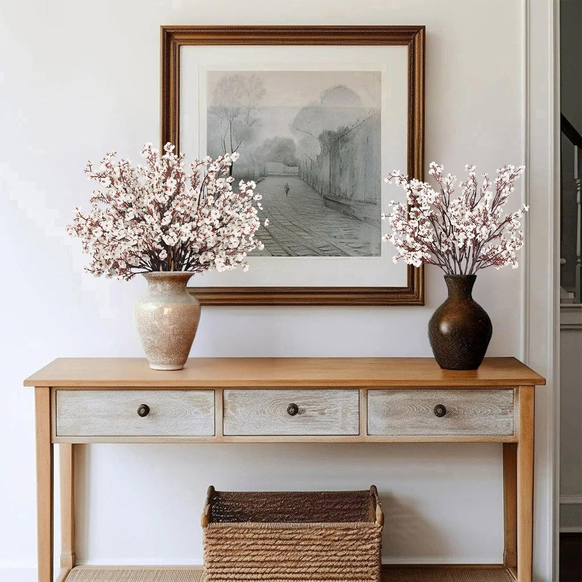 Sylaryn Babys Breath Artificial Flowers, 8 Bundles White Real Touch Fake Flowers Silk Flowers Bulk for Vase Home Office Wedding Spring Indoor Outdoor Centerpiece Table Party Decorations