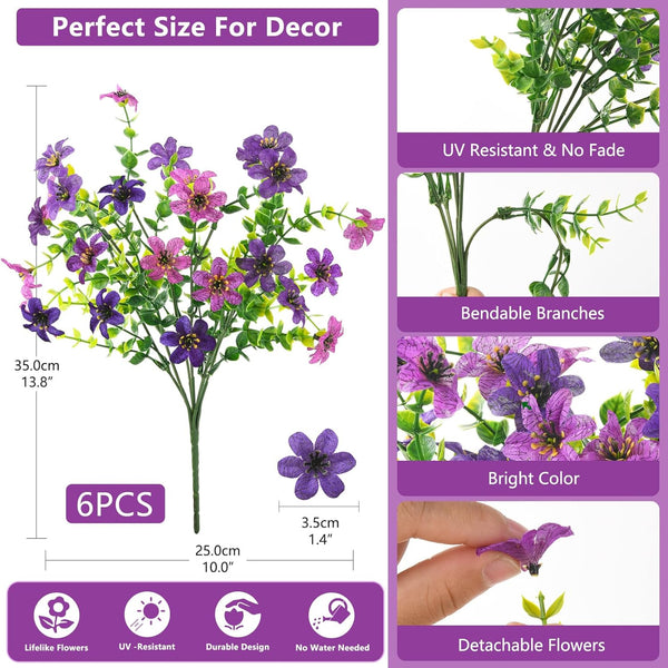 SYLARYN Artificial Flowers for Outdoors, 12 Bundles Multicolor Faux Silk Flower Spring Summer Decoration, Artificial Plants Fake Outdoor Flowers UV Resistant No Fade for Home Planter Porch Patio Yard Decor