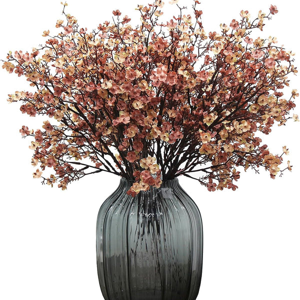 Sylaryn-Global Babys Breath Silk Artificial Flowers 6 Bundle European Fake Flowers Decor Wedding Party Fall Stems Decoration Bouquets DIY Home Garden,Farmhouse,Living Room Decor (Beige Brown-6pcs)