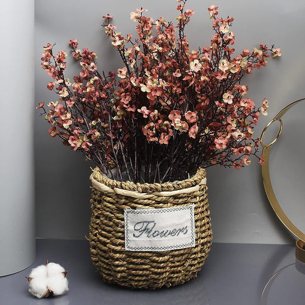 Sylaryn-Global Babys Breath Silk Artificial Flowers 6 Bundle European Fake Flowers Decor Wedding Party Fall Stems Decoration Bouquets DIY Home Garden,Farmhouse,Living Room Decor (Beige Brown-6pcs)