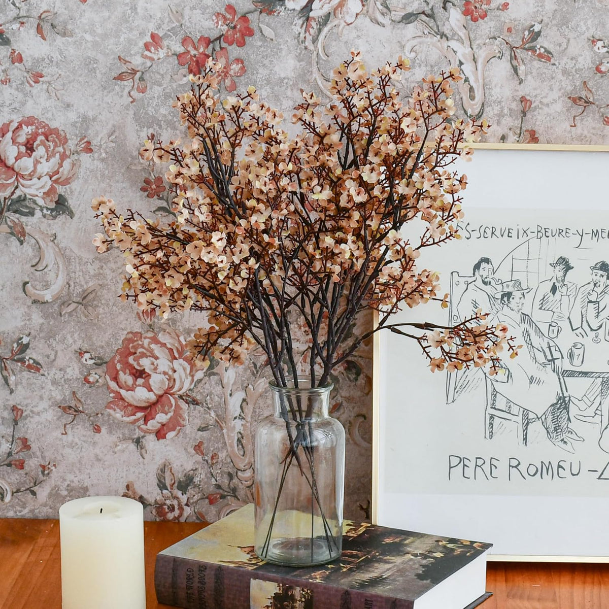 Sylaryn Mandy's Light Brown Artificial Baby’s Breath European Flowers 6 Bundles Silk Gypsophila with Bendable Stems for Fall Valentine's Day and New Year Centerpiece Wedding Decor and Table Arrangements